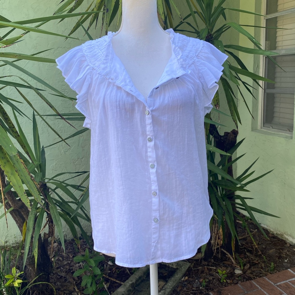 Anthropologie Caballero Sheer White Liv Shirt